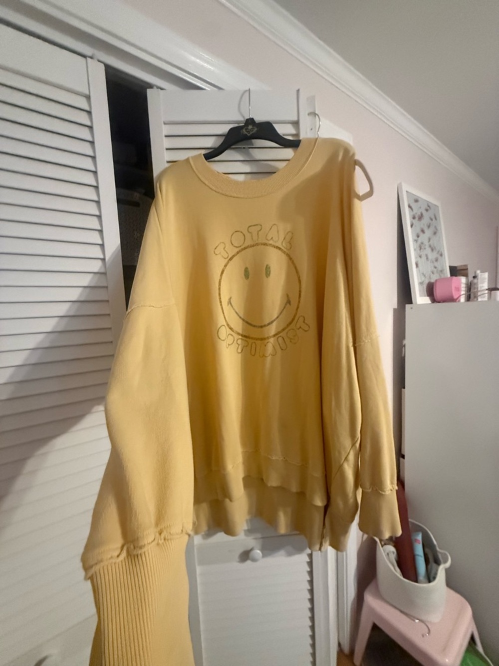Yellow 'Total Optimist' Smiley Sweatshirt